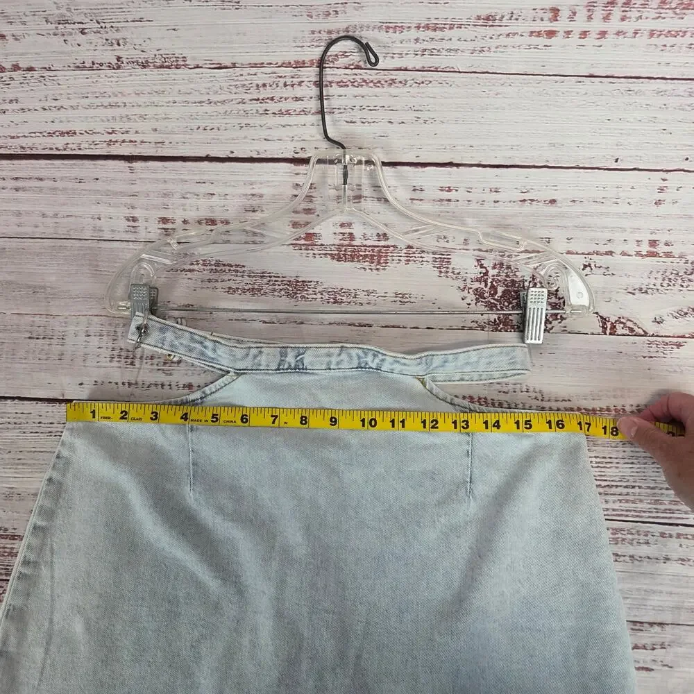 Weworewhat Indigo Cut Out Mini Skirt Size M Light Wash Denim Casual Beachy NWT